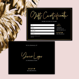 Luxury Salon Black & Gold Glam Gift Certificate