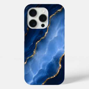 Luxury Sapphire Blue Marble iPhone 15 Pro Case
