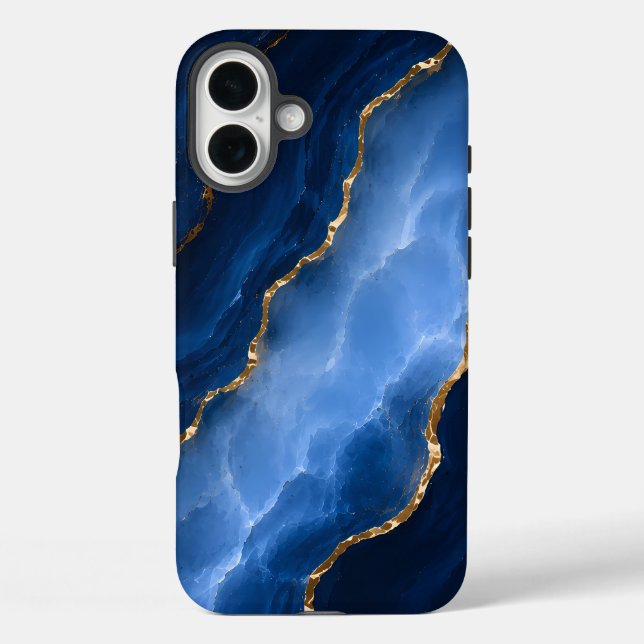 Luxury Sapphire Blue Marble Case-Mate iPhone Case (Back)