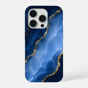 Luxury Sapphire Blue Marble iPhone 15 Pro Case