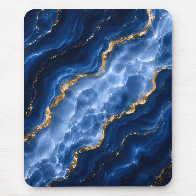 Luxury Sapphire Marble Agate Mouse Mat (Front)