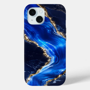 Luxury Sapphire Marble River iPhone 15 Case