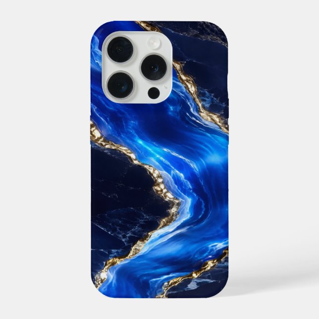 Luxury Sapphire Marble River iPhone Case (Back)
