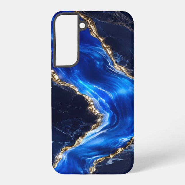 Luxury Sapphire Marble River Samsung Galaxy S22+ Case (Back)