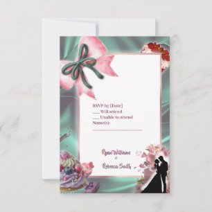 Luxury Satin Bow Wedding RSVP Card