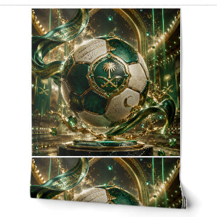 Luxury Saudi Football Wallpaper Green & Gold
