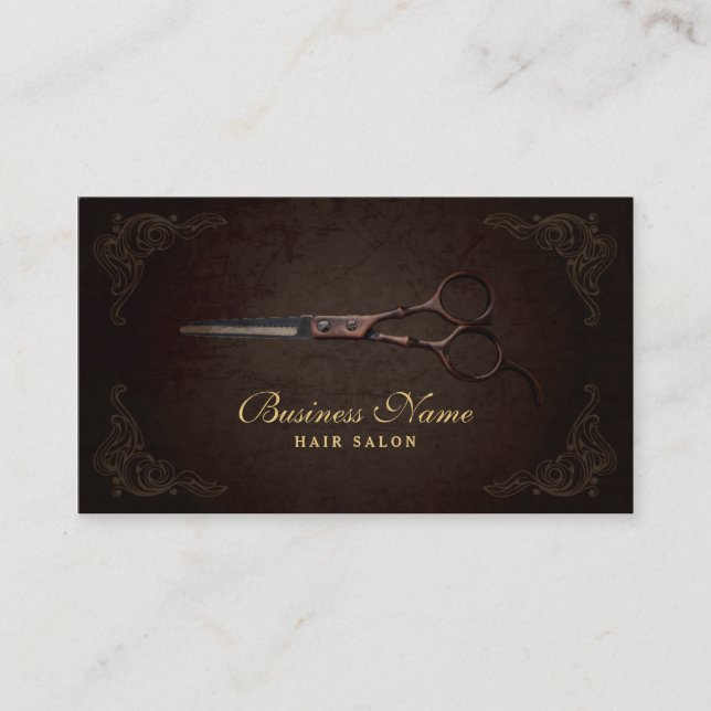 Luxury Scissor Hair Stylist Salon Business Card (Front)