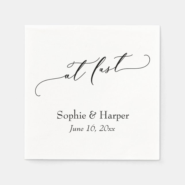 Luxury Script Font Simple Typography At Last Napkin (Front)