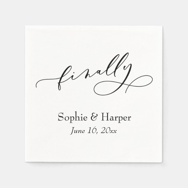 Luxury Script Font Simple Typography Finally Napkin (Front)
