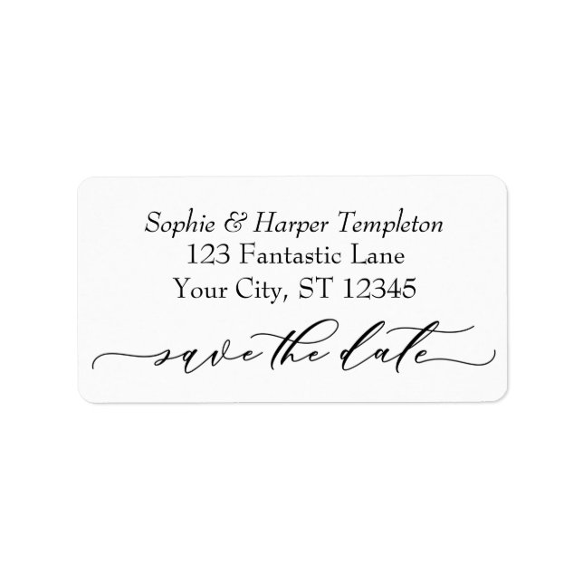 Luxury Script Font Simple Typography Save the Date Label (Front)