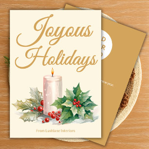 Luxury Script Holiday Card with Branding