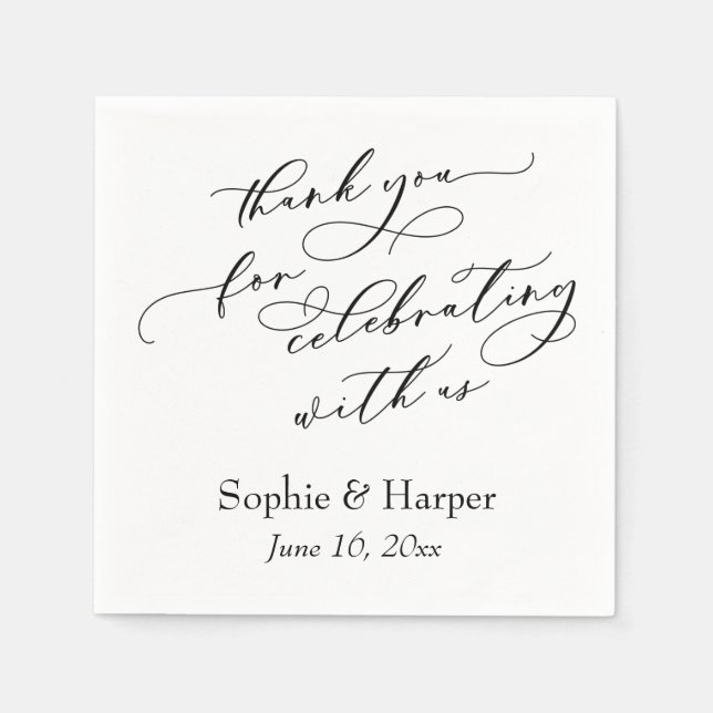 Luxury Script Thank You for Celebrating with Us Napkin (Front)