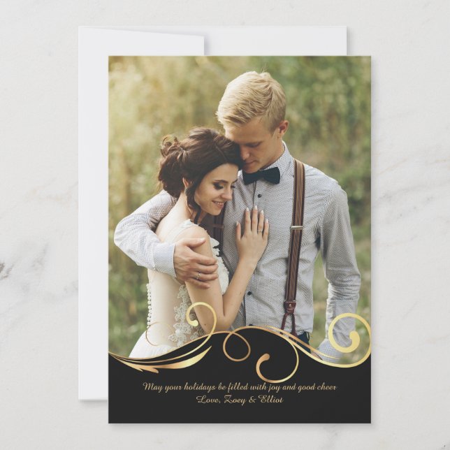 Luxury Scroll Photo Holiday Card (Front)