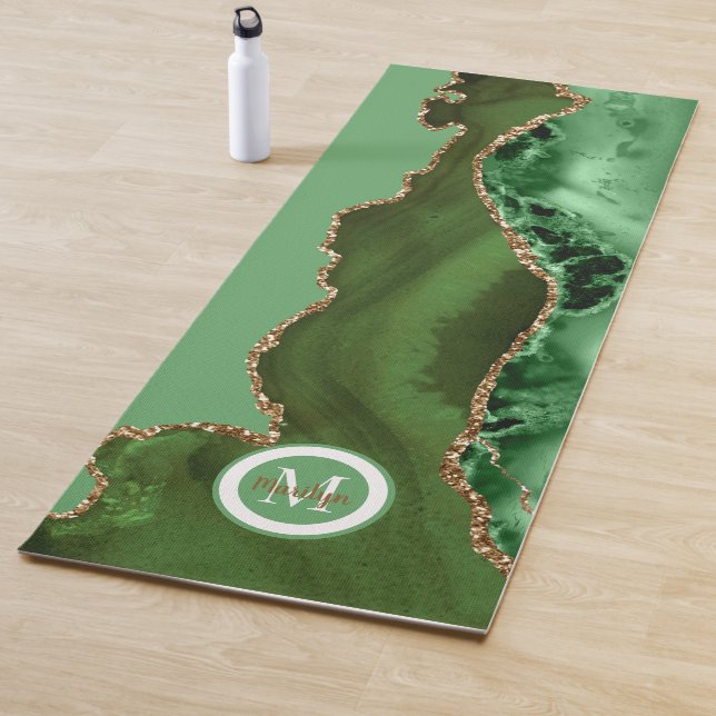 Luxury Sea Green Gold Agate Yoga Mat (In Situ)