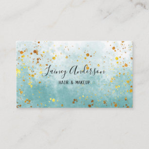 Luxury sea green watercolor faux gold foil glitter business card