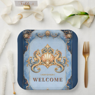 Luxury seahorse theme event beach picnic supplies paper plate