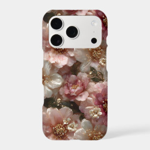 Luxury Seamless Floral Pattern with Gold Pearls