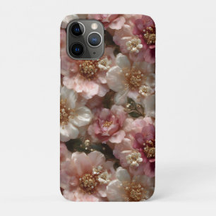 Luxury Seamless Floral Pattern with Gold Pearls iPhone 11 Pro Case