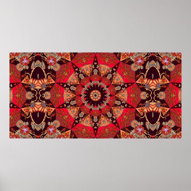 Luxury seamless ornament with mandala - star, flow poster (Front)
