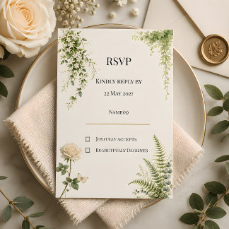 Luxury Secret Garden Floral Wedding RSVP Card