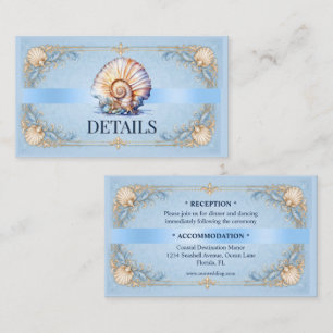Luxury shell wedding details beach theme enclosure card