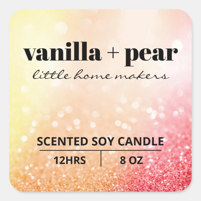 Luxury Shimmer Fire Coloured Candle Labels (Front)