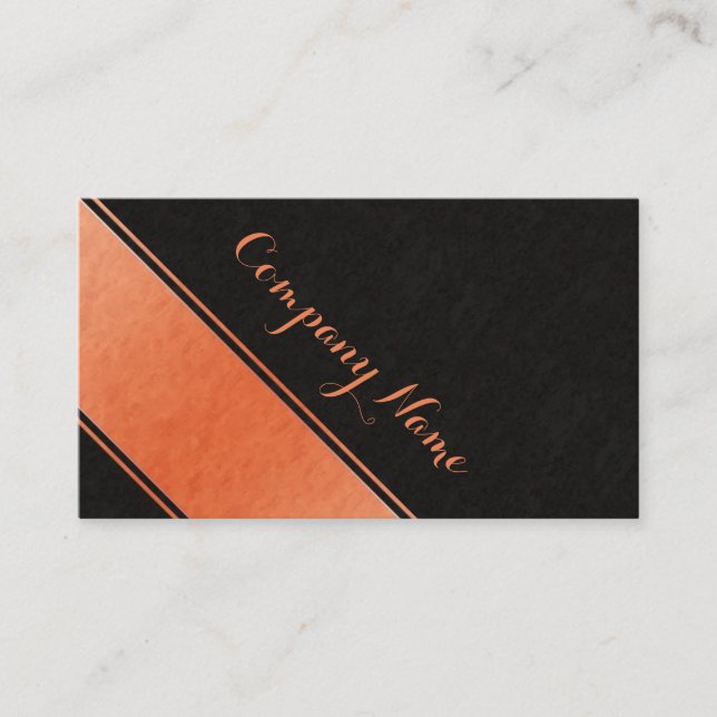 Luxury shimmering orange structured black design business card (Front)