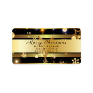 Luxury Shiny Glowing Gold Snowflakes And Stars  Label