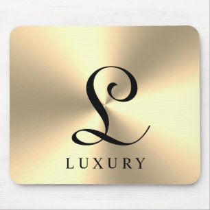 Luxury shiny gold metallic custom name monogram mouse mat