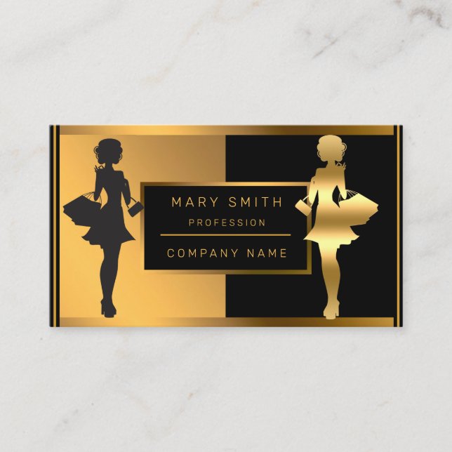 Luxury Shopping Fashion Add Your Text Business Card (Front)