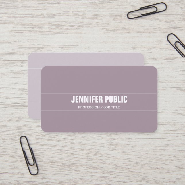 Luxury Silk Modern Design Purple Stylish Plain Business Card (Front/Back In Situ)
