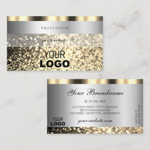 Luxury Silver and Gold Sparkling Glitter with Logo Business Card