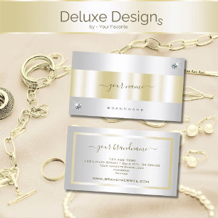 Luxury Silver and Gold with Tiny Diamond Graphic Business Card