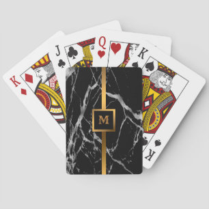 Luxury Silver Black Marble Customise Playing Cards