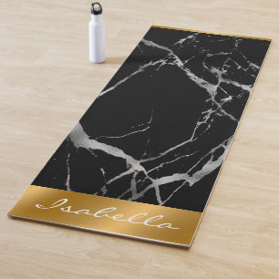 Luxury Silver Black Marble Customise Yoga Mat