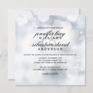Luxury Silver Bokeh Light Chic Wedding Invitation