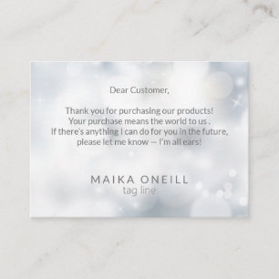 Luxury Silver Bokeh thank you for your purchase Business Card