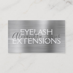 Luxury Silver Brushed Metal Eyelash Extensions Business Card