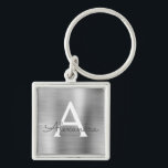 Luxury Silver Faux Stainless Steel Monogram Key Ring<br><div class="desc">Luxury Silver Faux Stainless Steel Metallic Elegant Keychain. These Keychains can be customised to include your initial and first name. These key chains make great birthday,  bridal shower or bachelorette party favours.</div>