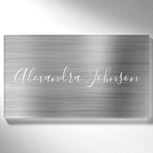 Luxury Silver Foil Modern Name Tag