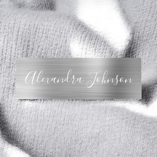 Luxury Silver Foil Modern Name Tag (Creator Uploaded)