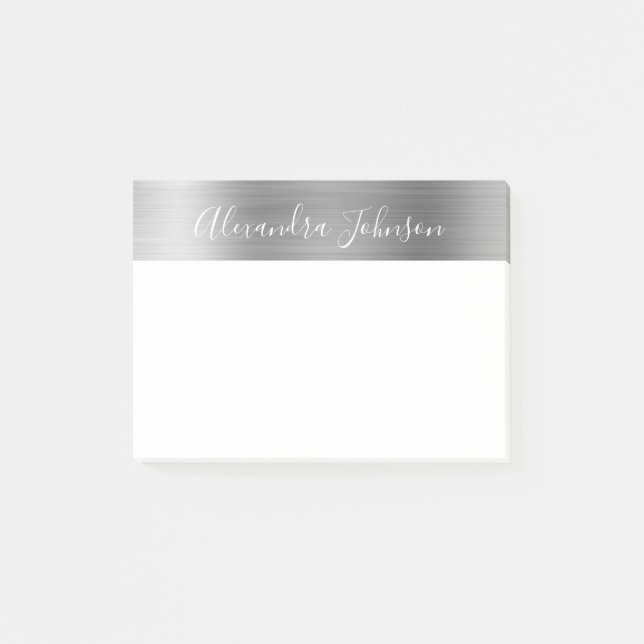 Luxury Silver Foil Professional Business Post-it Notes (Front)