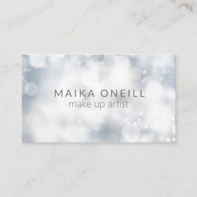 Luxury Silver Glitter Bokeh professional Business Card (Front)