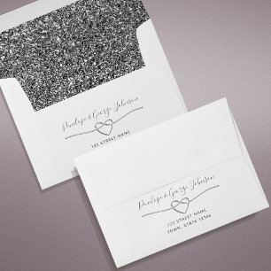 Luxury Silver Glitter Chic Wedding Envelope