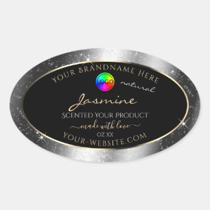 Luxury Silver Glitter Frame Product Label and Logo