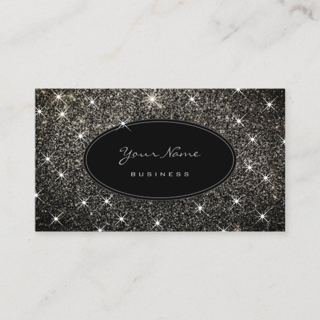 Luxury Silver Glitter Glam Luminous Stars Elegant Business Card (Front)