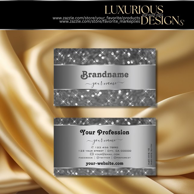 Luxury Silver Glitter Luminous Stars Decorative Business Card (Creator Uploaded)