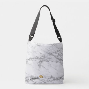 Luxury Silver Glitter Marble Add Text Crossbody Bag