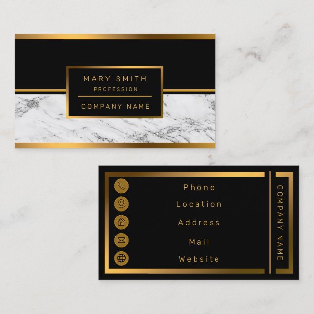 Luxury Silver Glitter Marble Customise Business Card (Front/Back)