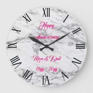 Luxury Silver Glitter Marble Customise Large Clock
